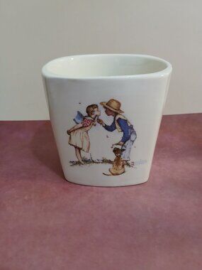 1983 Norman Rockwell "Flowers or Kisses?" Earthenware Planter